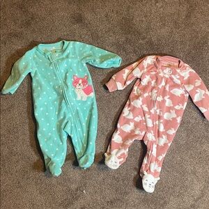 Carter’s Set of 2 Warm Fleece Footie Pajama Sleepers Size 3 Months